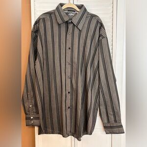 Attitude Mens Size 3XL long sleeve button down striped shirt heavy duty material